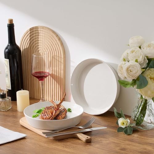 LIANYU 34oz Pasta Bowls, Ceramic Dinner Plate Bowls Set of 4 - Image 2