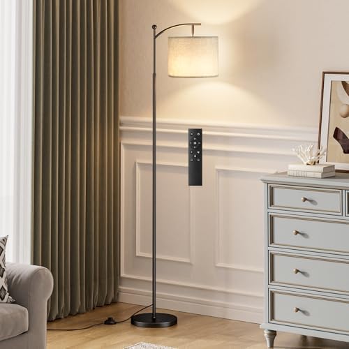 Ambimall 60" Floor Lamp with Remote and Stepless Dimmable Bulb, Grey Shade by Ambimall