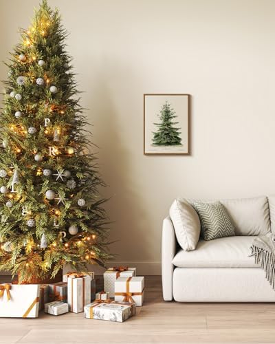 InSimSea Framed Wall Art, Vintage Christmas Pine Tree Winter Decor, 12x16In - Image 2