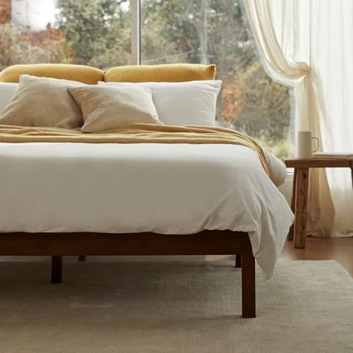 LIFEMENT Twin Bed Frame Classic Wood Platform, Noise Free, Under Bed Storage, No Box Spring Needed, Easy Assembly, Cherry - Image 3
