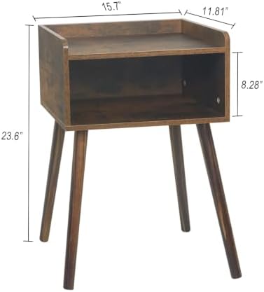 MaxSmeo Night Stand Set 2, Mid Century Side Table Bedroom with Storage - Image 2