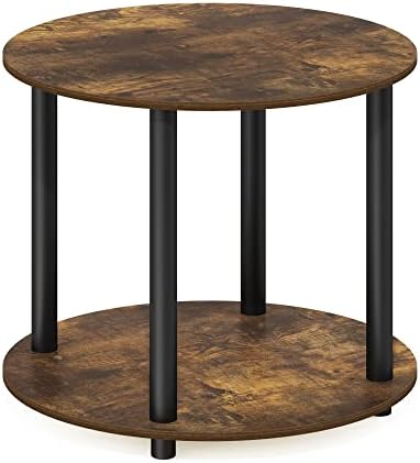 Furinno Turn-N-Tube Toolless 2-Tier Round Coffee Table, Amber Pine by Furinno-FitsYourSpaceFitsYourBudget