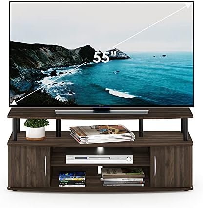 Furinno JAYA Large Entertainment Stand for TV Up to 55 Inch, Columbia Walnut/Black - Image 4