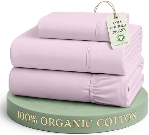 LANE LINEN Twin Sheets 100% Organic Cotton 3pc Percale Soft - Orchid Petal by LaneLinen