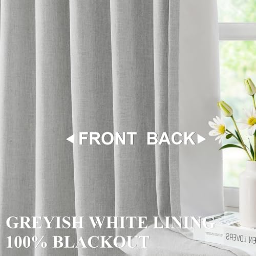 Vision Home Light Gray Pinch Pleated Full Blackout Curtains Linen Blended Thermal Insulated Window Panels 120 inch for Bedroom Living Room Darkening Pleat Drapes with Hooks Back Tab 10FT 60"Wx120"Lx1 - Image 2