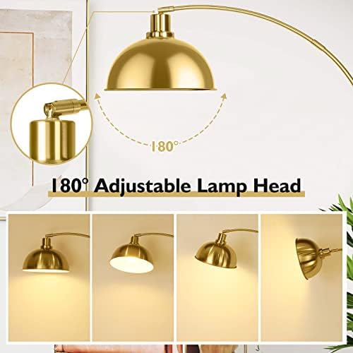 Arc Floor Lamps for Living Room, Modern Tall Standing Lamp Remote Control,Stepless Dimmable Gold Floor Lamp with Hanging Dome Shade, Over Couch Arched Reading Lamp for Bedroom, Office (Bulb Included) - Image 4