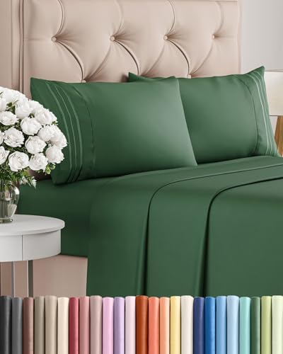 King Size 4 Piece Sheet Set - Breathable & Cooling Sheets - Emerald Green by CGKUnlimited