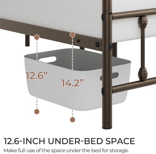 Yaheetech Twin Metal Platform Bed Frame, Victorian Headboard & Footboard - Image 2