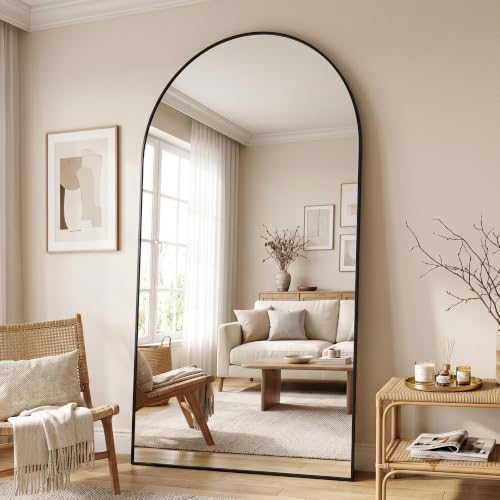88"x44" Arched Full Length Mirror, Large Floor Mirror, Black - Image 3