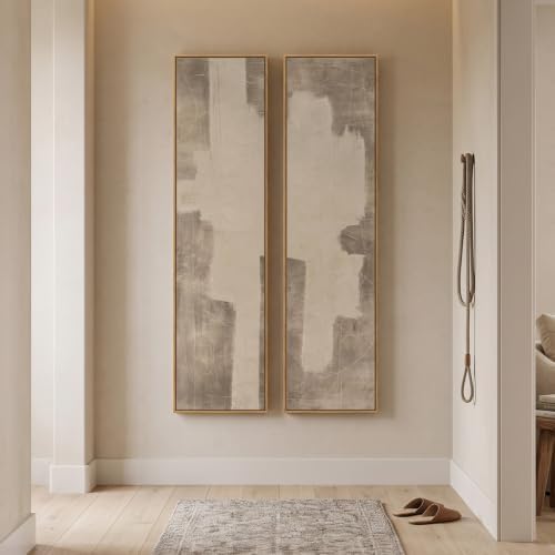 Framed Neutral Abstract Vertical Wall Art for Living Room Decor, 2 Piece - Image 5