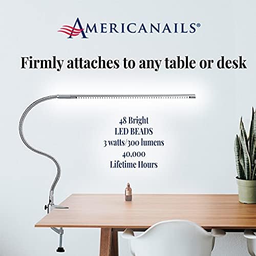Americanails Original FlexiLamp - LED Table Desk Lamp - Removable Clamp - Adjustable Lighting for Nail Stations - Manicure Table Light - Flexible Arm - 48 LED Beads - 300 Lumens - Image 3