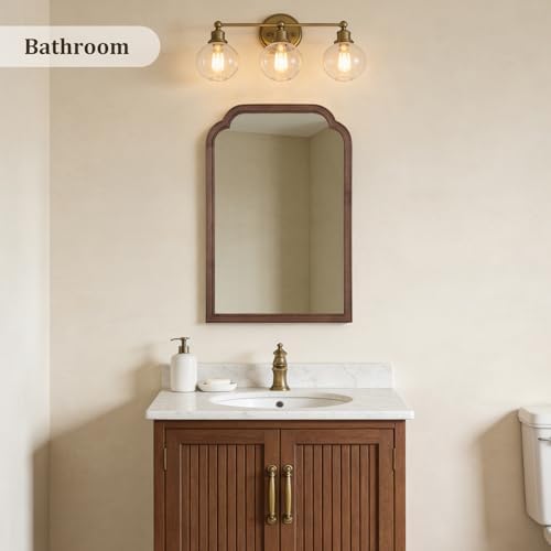 WallBeyond Wood Bathroom Mirrors for Wall Mounted, 20" x 30" Rustic Wood Frame Wall Mirrors Decorative for Living Room or Bedroom Vanity Mirror (Walnut) - Image 2