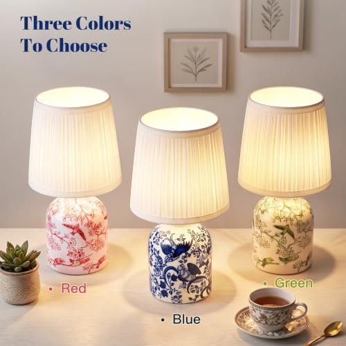 ShineTech Rechargeable Cordless Small Ceramic Table Lamps Set of 2, Blue - Image 3
