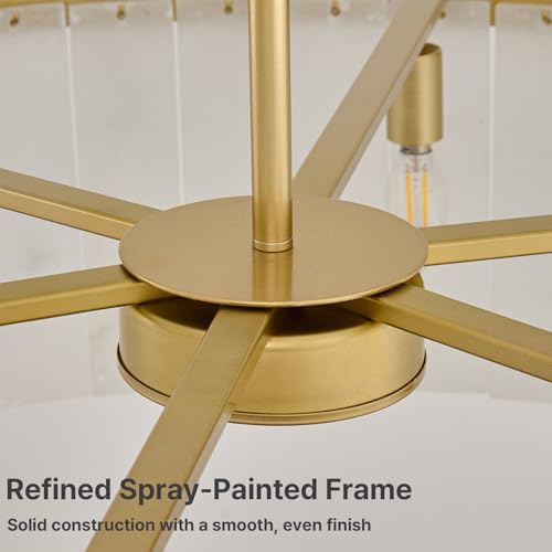 42" Round Alabaster Chandelier, Modern Gold Marble Light Fixture - Image 5