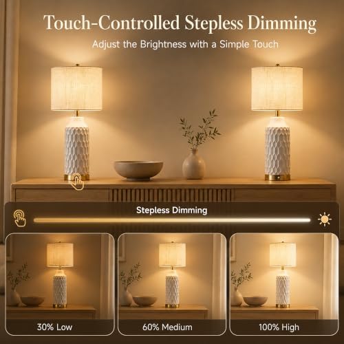 24''Cordless Table Lamp Touch Dimmable Bedside Lamps Set of 2 for Bedroom - Image 5