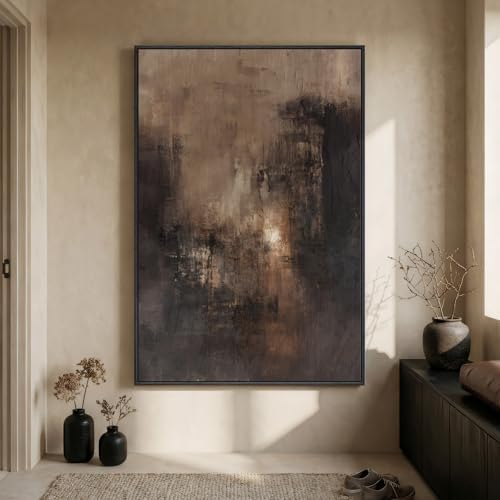 Extra Large Framed Brown Abstract Wall Art for Living Room, Vertical 40x60 by Cuspin