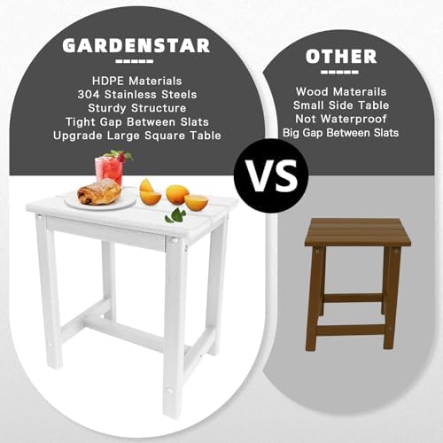 GARDENSTAR Adirondack Square Side Table,one-Tier Outdoor end Table, Patio Side Table for Pool,Porch,Backyard,Relaxing Companion (White) (Pack of 2) - Image 5