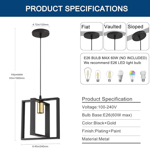 Set of 3 Rotatable Metal Frame Kitchen Island Pendant Lights - Image 7