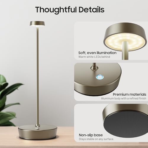 2 Pack Rechargeable Cordless Table Lamp, 6000mAh Battery Table Light - Image 5