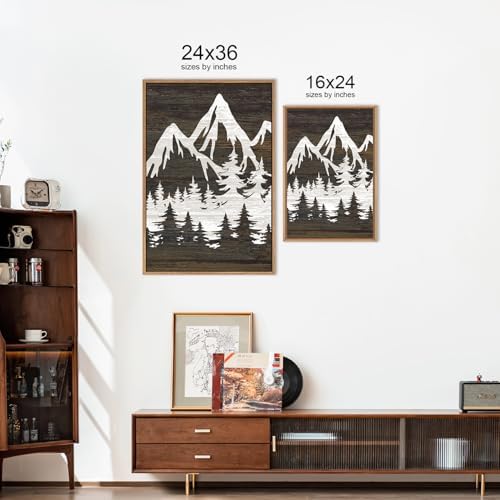LHIUEM Large Mountain Tree Framed Canvas Wall Art Set,Modern White Forest Art Printing Country Minimalist Wood Wall Decor Farmhouse Zen Artwork for Living Room Bedroom Office-16 x24 x3 - Image 6