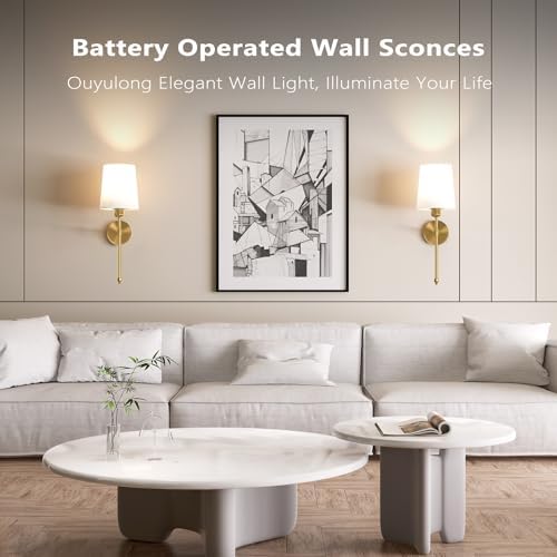 Battery Operated Wall Sconces Set of 2, Remote Control, RGB Bulb, Gold - Image 6
