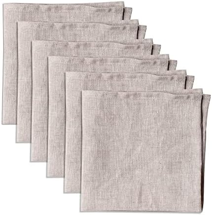 100% Pure Linen Dinner Cloth Napkins 15 x 15 Inch Natural - Set of 6 Pack European Flax Natural Fabric Washable for Home and Kitchen by LinendoHOME