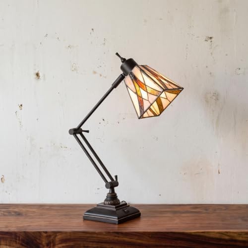Lavish Home Tiffany Architect Desk Lamp with Stained Glass Shade, Bronze by LavishHomeCollection
