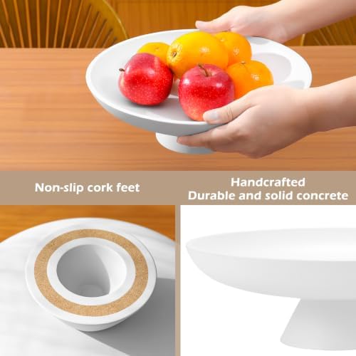Large Fruit Bowl for Kitchen Counter, Concrete Decorative Bowls for Home Decor, Modern Key Bowl for Entryway Table (White) - Image 5