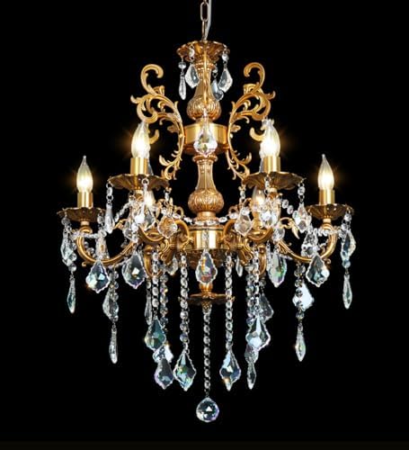 Crystal Chandelier Antique Gold Chandelier Dining Room 23" by Akeelighting