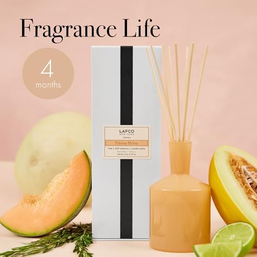 LAFCO New York Classic Reed Diffuser, Paloma Melon - 6 oz - Up to 3 Months Fragrance Life - Reusable Glass Vessel - Natural Wood Reeds - Made in the USA - Image 4
