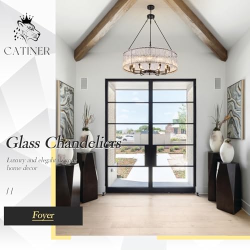 CATINER Modern 30" Crystal Glass Chandelier 12-Light Black Chandeliers - Image 5