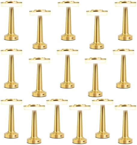 16 Pcs Gold Cordless Table Lamps with Touch Sensor Portable 3 Color Dimming up LED Table Lamp 15 Hours Rechargeable Battery Desk Light for Living Room Nursery Restaurant by GEFEDESUL