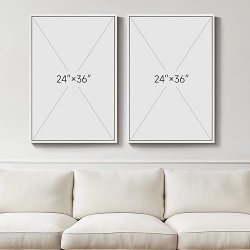 Large White Framed Blue and Gold Abstract Wall Art for Living Room, 24x36 - Image 3