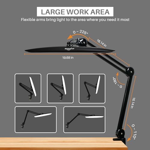 20-Inch LED Desk Lamp with Clamp, 20W 2200LM, Black CCT - Image 2