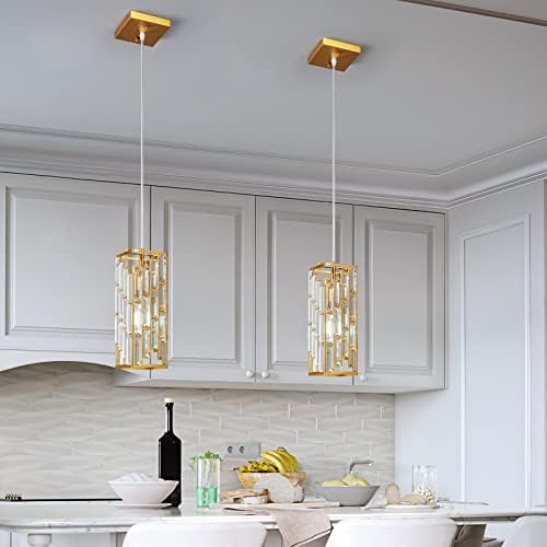 Gold Pendant Lighting Modern Pendant Light, Mini Crystal Chandeliers,Adjustable Pendant Light Fixture for Kitchen Island Dinning Room Bedroom (3 Pack) - Image 2