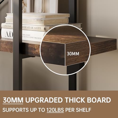Heavy Duty 5 Tier Industrial Bookcase for Home Office, Rustic Brown - Image 4