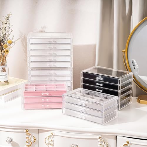 ProCase Earring Holder Organizer Jewelry Box with 3 Drawers, Black - Image 5