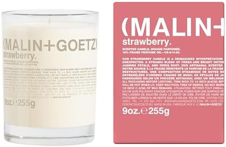 MALIN+GOETZ 9oz Scented Candle | Hand-Poured Soy Wax with Unique Fragrance Blends | Clean-Burning, Vegan & Cruelty-Free | Bergamot, Sage, Otto, Tomato, Strawberry, Cannabis, Dark Rum & Leather by Unknown