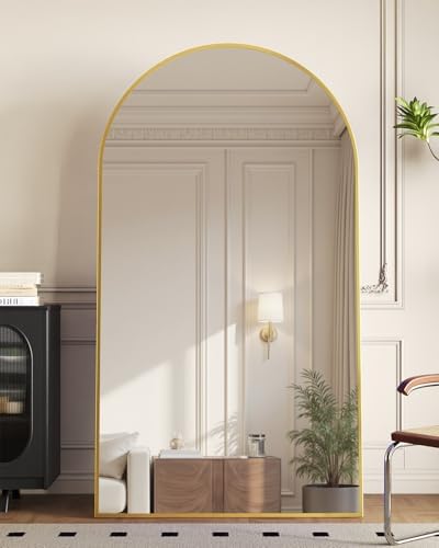 72"x44" Arched Full Length Mirror with Stand,Full Body Floor Mirror - Image 3