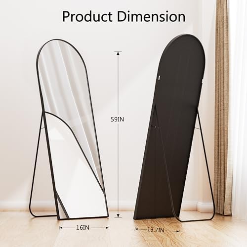 Simple Deluxe Arched Full Length Mirror, 59"x16" Large Floor Mirrors, for Wall Door Bedroom Bathroom Living Room (Black) - Image 3