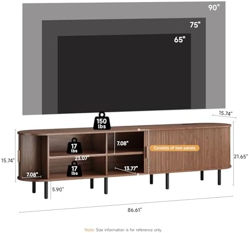 ComfyCorner 86.6" Mid Century Modern TV Stand with Sliding Doors for 90" TV - Image 2