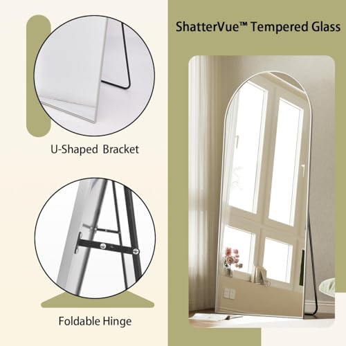BEAUTYPEAK 71" x 26" Arch Full-Length Mirror with Stand, Silver - Image 2