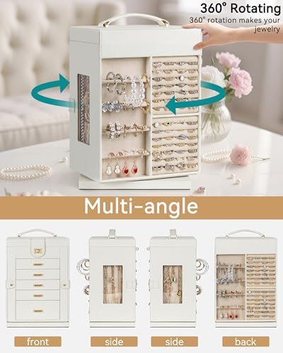 AKOZLIN 6-Tier Jewelry Box Organizer 5 Drawers Storage M-L White - Image 3