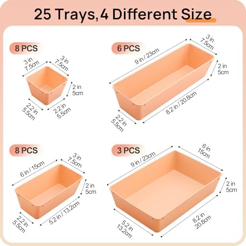Vtopmart 25 Pack Plastic Drawer Organizers with Anti-slip Rubber Pads - Image 2