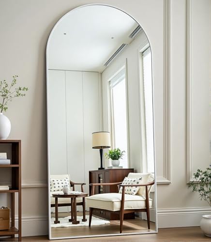 Dewfig Arched Full Length Mirror, 71"x30" Large Floor Mirror, White by YourSpacePerfectlyReflected