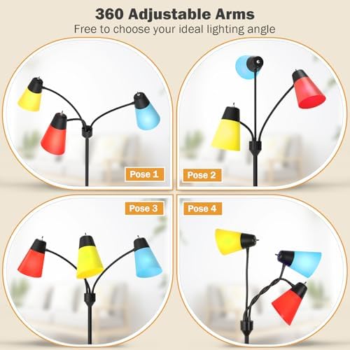 3-Light Floor Lamp LED Medusa Muiti-Head Adjustable Arc Neck Standing Lamp - Image 2