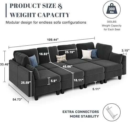 Sectional Sleeper Sofa 8 Seaters Modular Sleeper Sofa Couch - Image 3