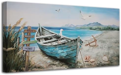Anolyfi Nautical Wall Art Decor Coastal Artwork for Living Room 48"x24" - Image 2