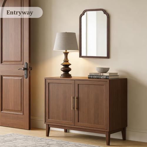WallBeyond Wooden Framed Wall Mirror, Natural Wood Bathroom Vanity Mirror for Entryway, Living Room or Bedroom Home Decor Vertical or Horizontal Hanging [22" x 30" Walnut Color] - Image 3