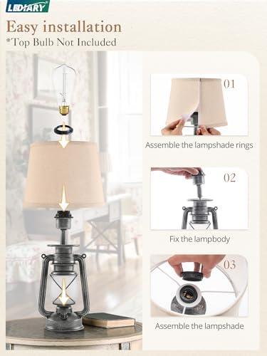 LEDIARY 18.72" Sliver LED Lantern Flickering Flame Table Lamps Set of 2 - Image 6